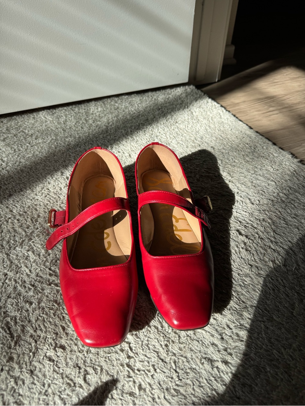 Sam Edelman Red Mary Jane Flats with Buckle Strap